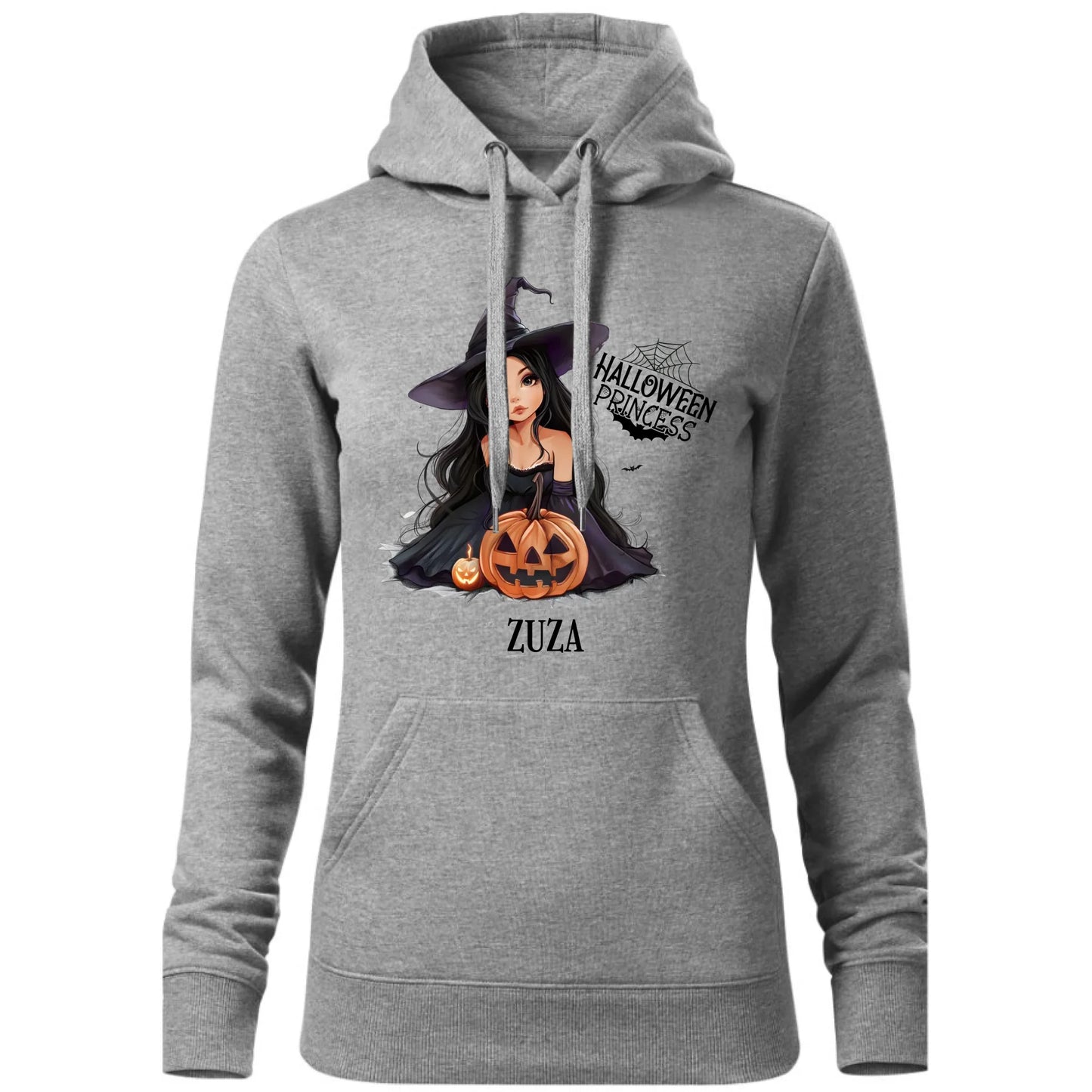 Bluza damska z kapturem halloweenowa - Czarownica z dynią - personalizowana HL10 - StoryCups.pl