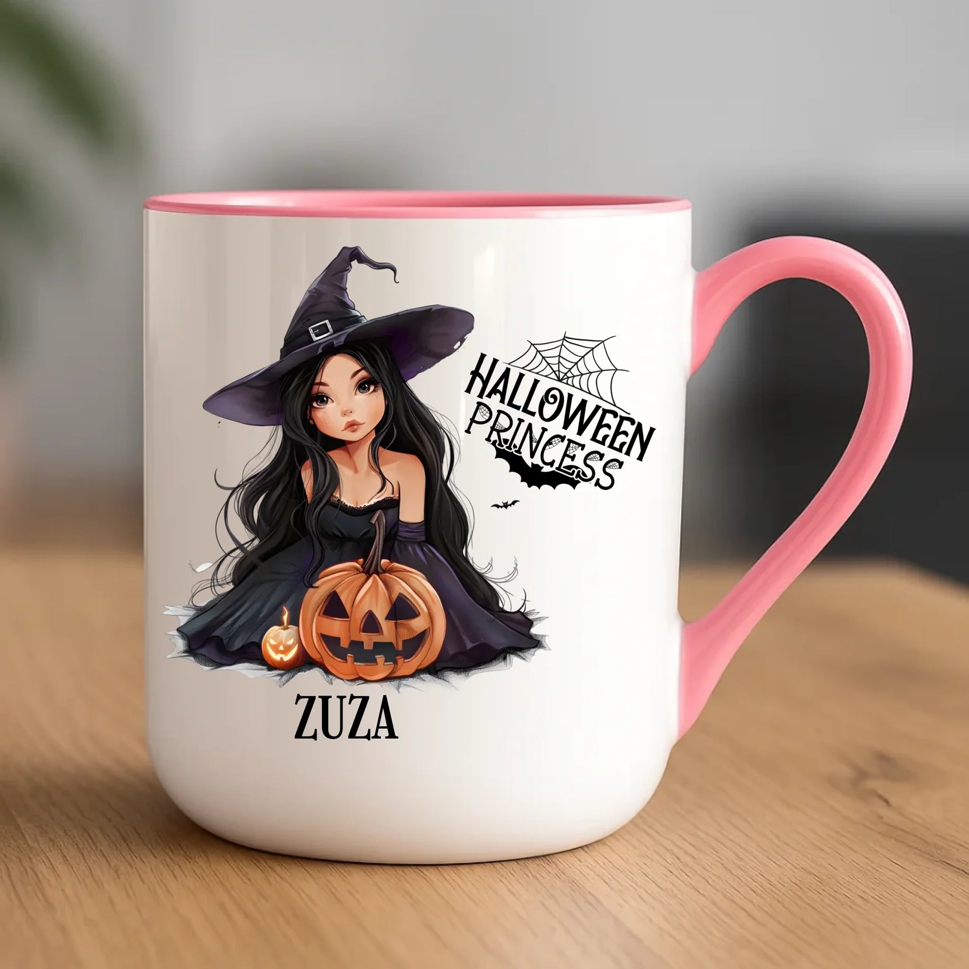 Kubek elegant halloweenowy - Czarownica z dynią - personalizowany HL10 - StoryCups.pl