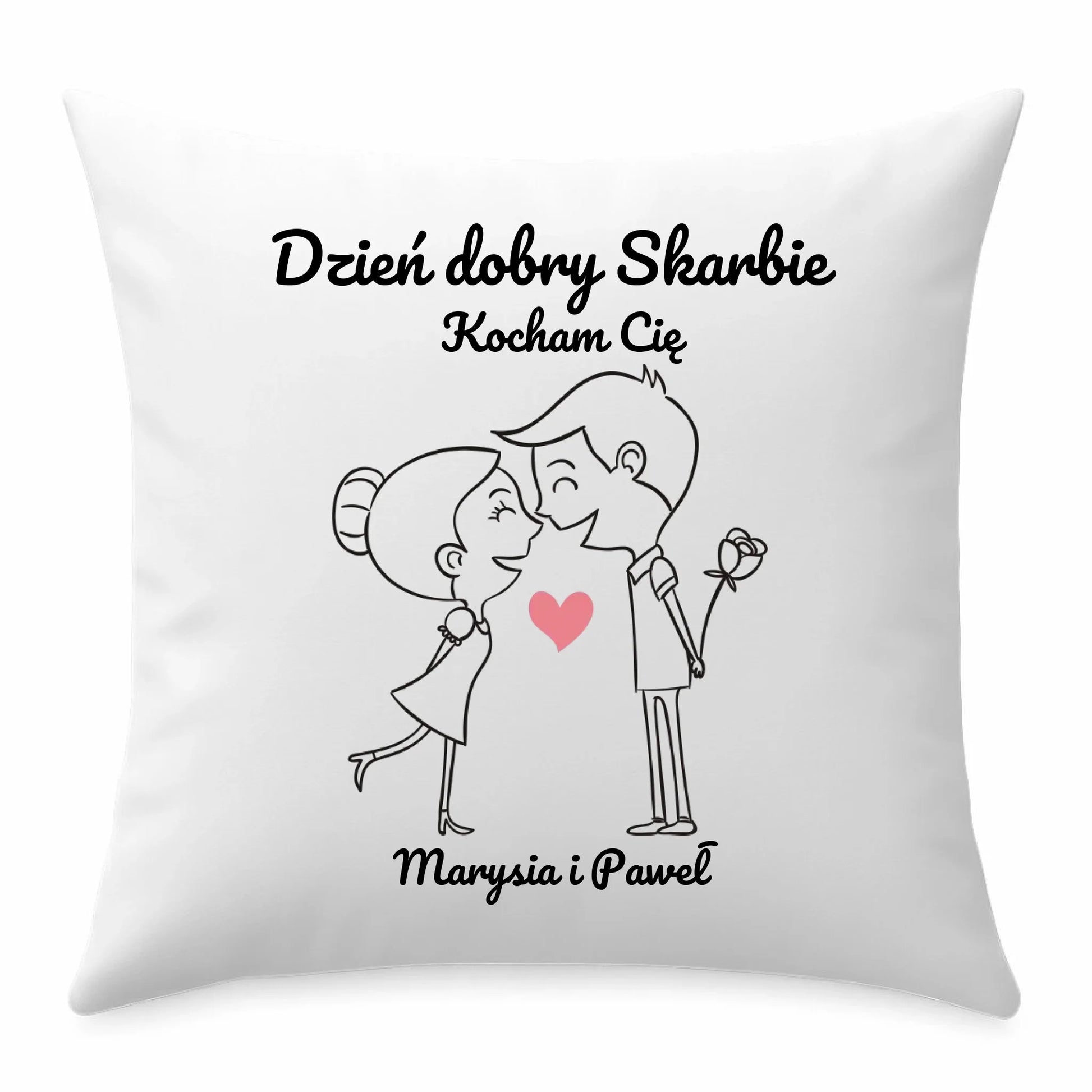 Poduszka dla par - prezent dla dziewczyny i chłopaka - Dzień dobry Skarbie - personalizowana W15 - StoryCups.pl