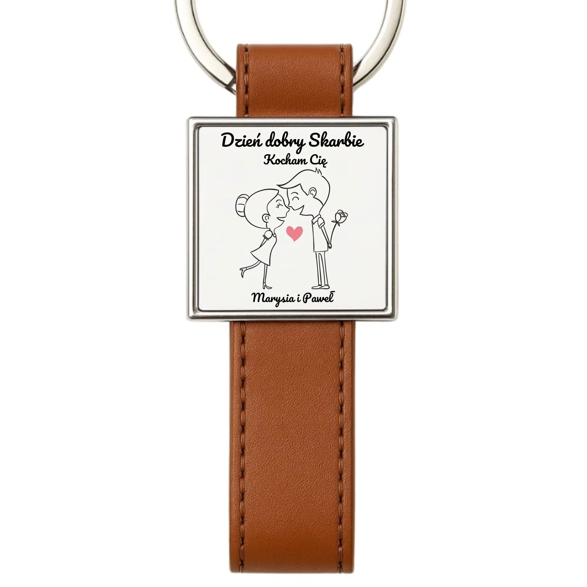 Brelok dla par - prezent dla dziewczyny i chłopaka - Dzień dobry Skarbie - personalizowany W15 - StoryCups.pl