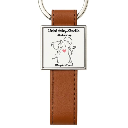 Brelok dla par - prezent dla dziewczyny i chłopaka - Dzień dobry Skarbie - personalizowany W15 - StoryCups.pl