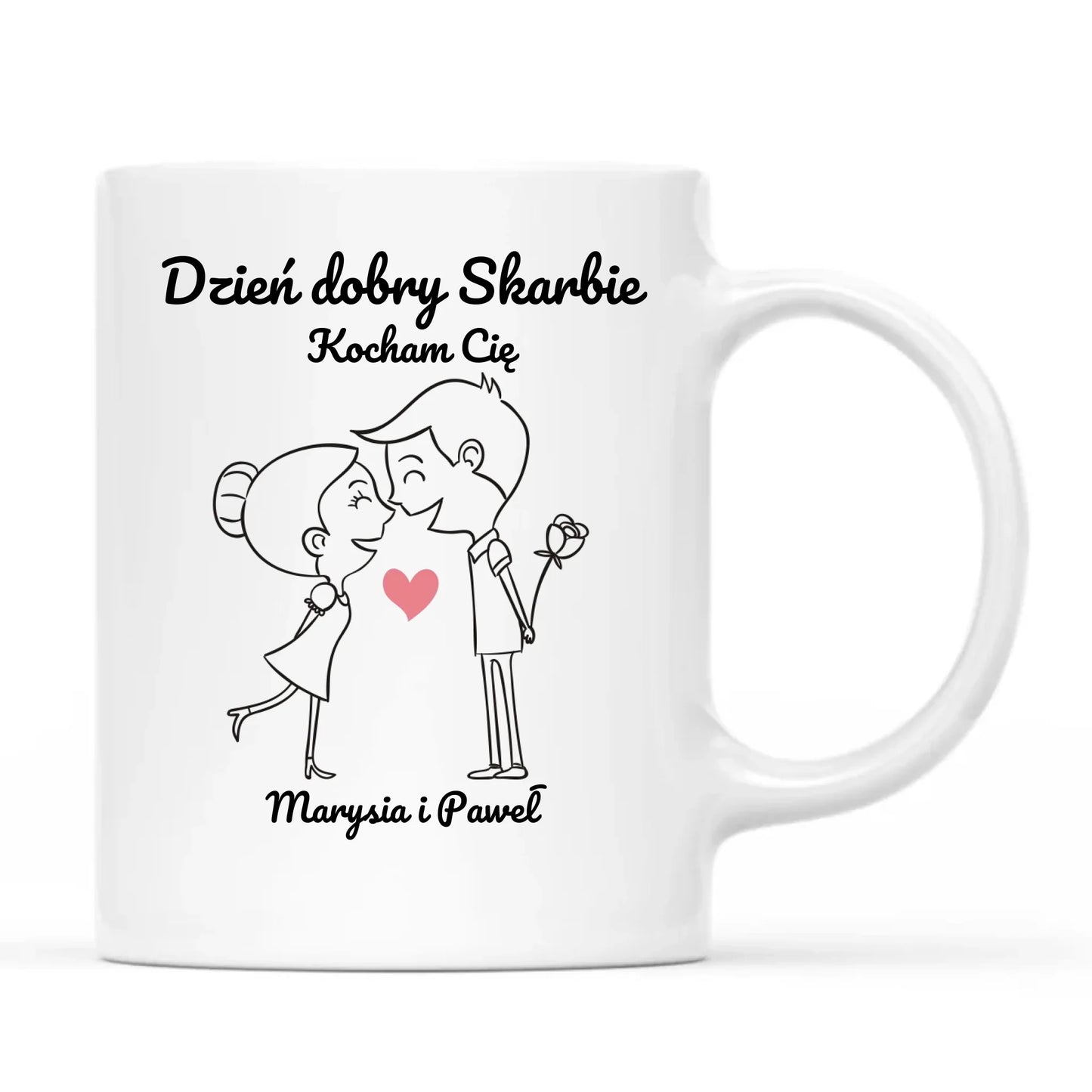 Kubek dla par - prezent dla dziewczyny i chłopaka - Dzień dobry Skarbie - personalizowany W15 - StoryCups.pl