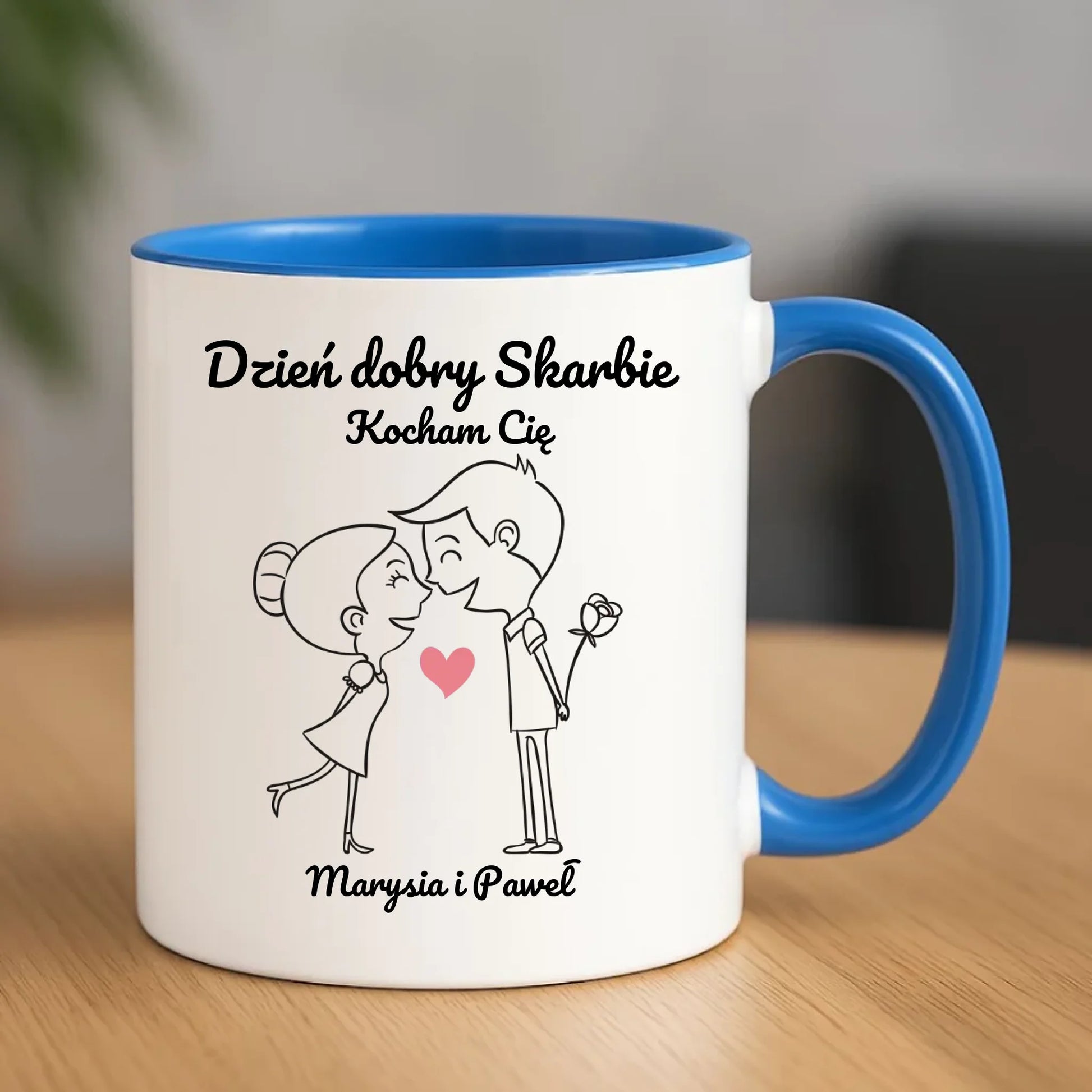 Kubek dla par - prezent dla dziewczyny i chłopaka - Dzień dobry Skarbie - personalizowany W15 - StoryCups.pl