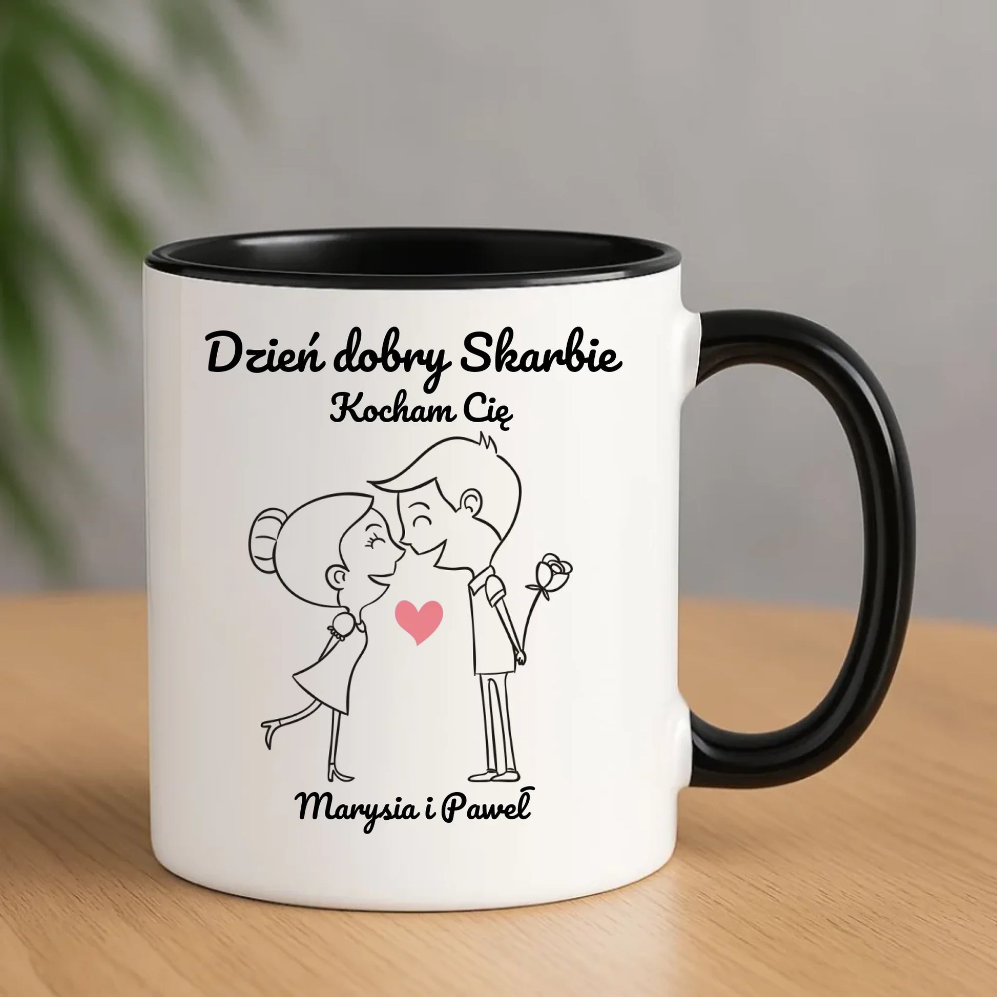 Kubek dla par - prezent dla dziewczyny i chłopaka - Dzień dobry Skarbie - personalizowany W15 - StoryCups.pl