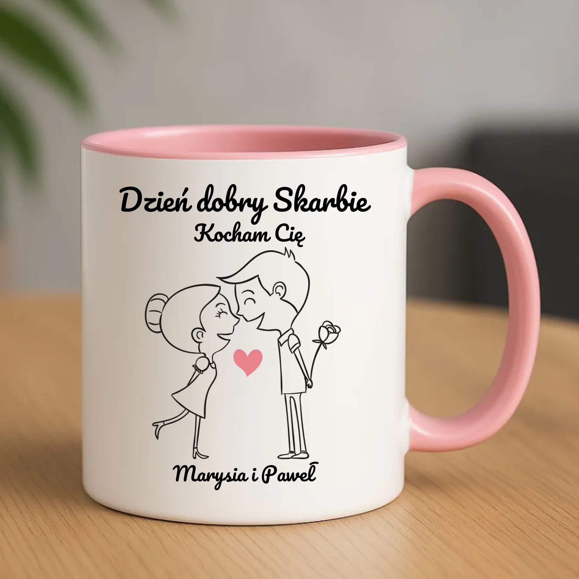 Kubek dla par - prezent dla dziewczyny i chłopaka - Dzień dobry Skarbie - personalizowany W15 - StoryCups.pl