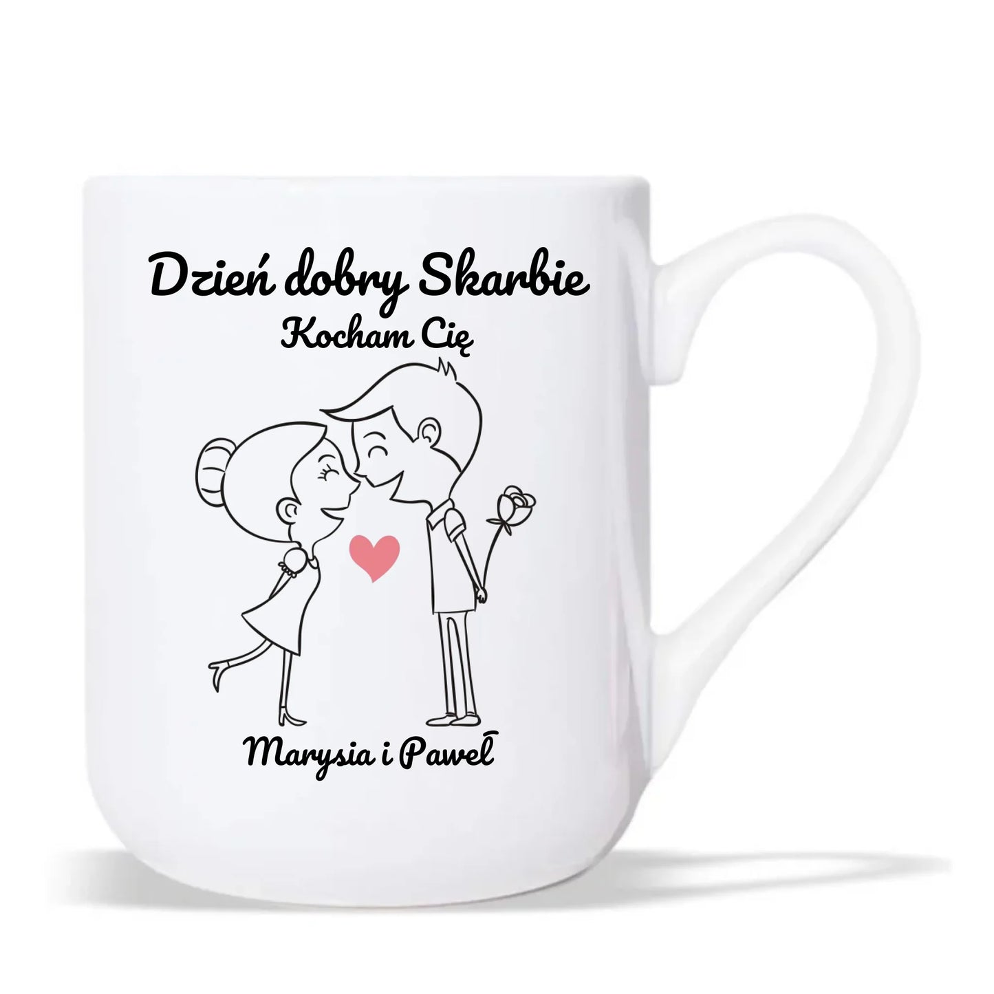 Kubek elegant dla par - prezent dla dziewczyny i chłopaka - Dzień dobry Skarbie - personalizowany W15 - StoryCups.pl