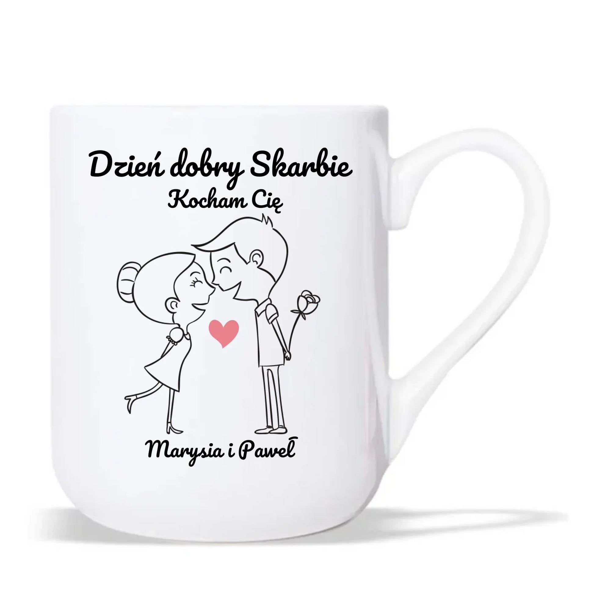 Kubek elegant dla par - prezent dla dziewczyny i chłopaka - Dzień dobry Skarbie - personalizowany W15 - StoryCups.pl