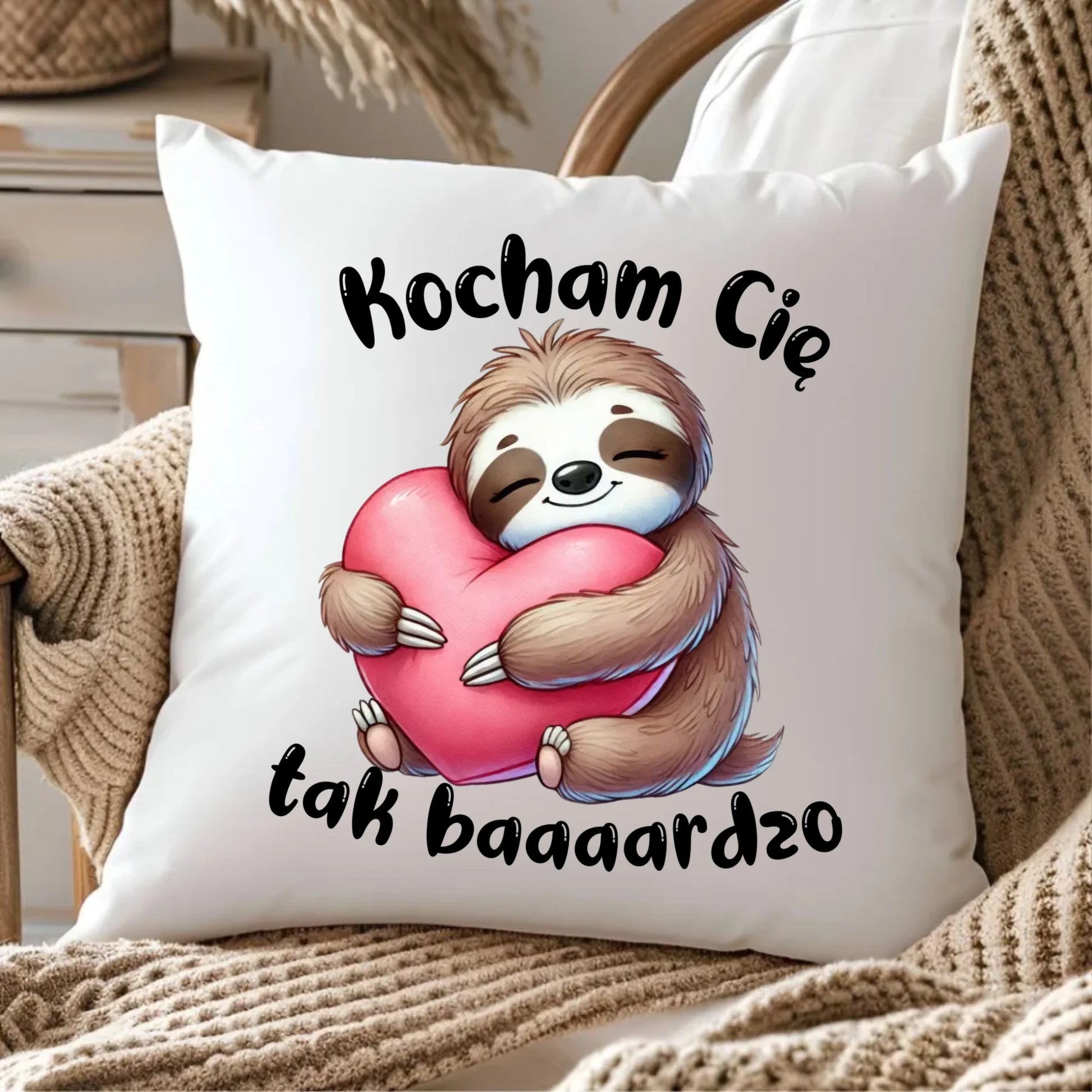 Poduszka dla zakochanych - Leniwiec Kocham Cię tak baaaardzo W16 - StoryCups.pl