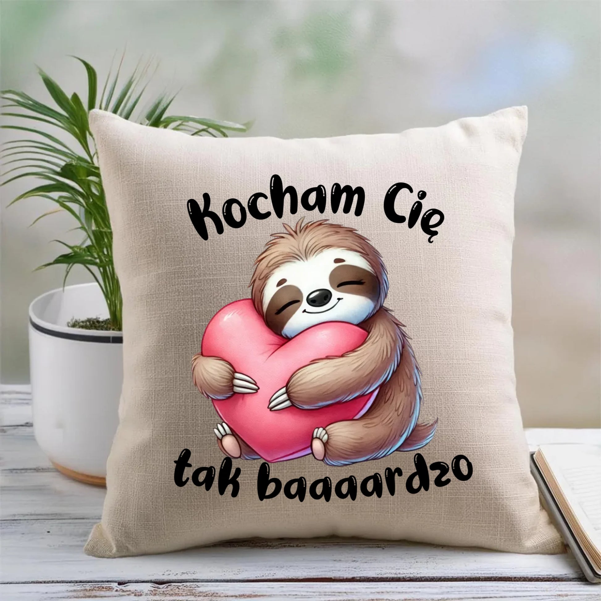 Poduszka dla zakochanych - Leniwiec Kocham Cię tak baaaardzo W16 - StoryCups.pl