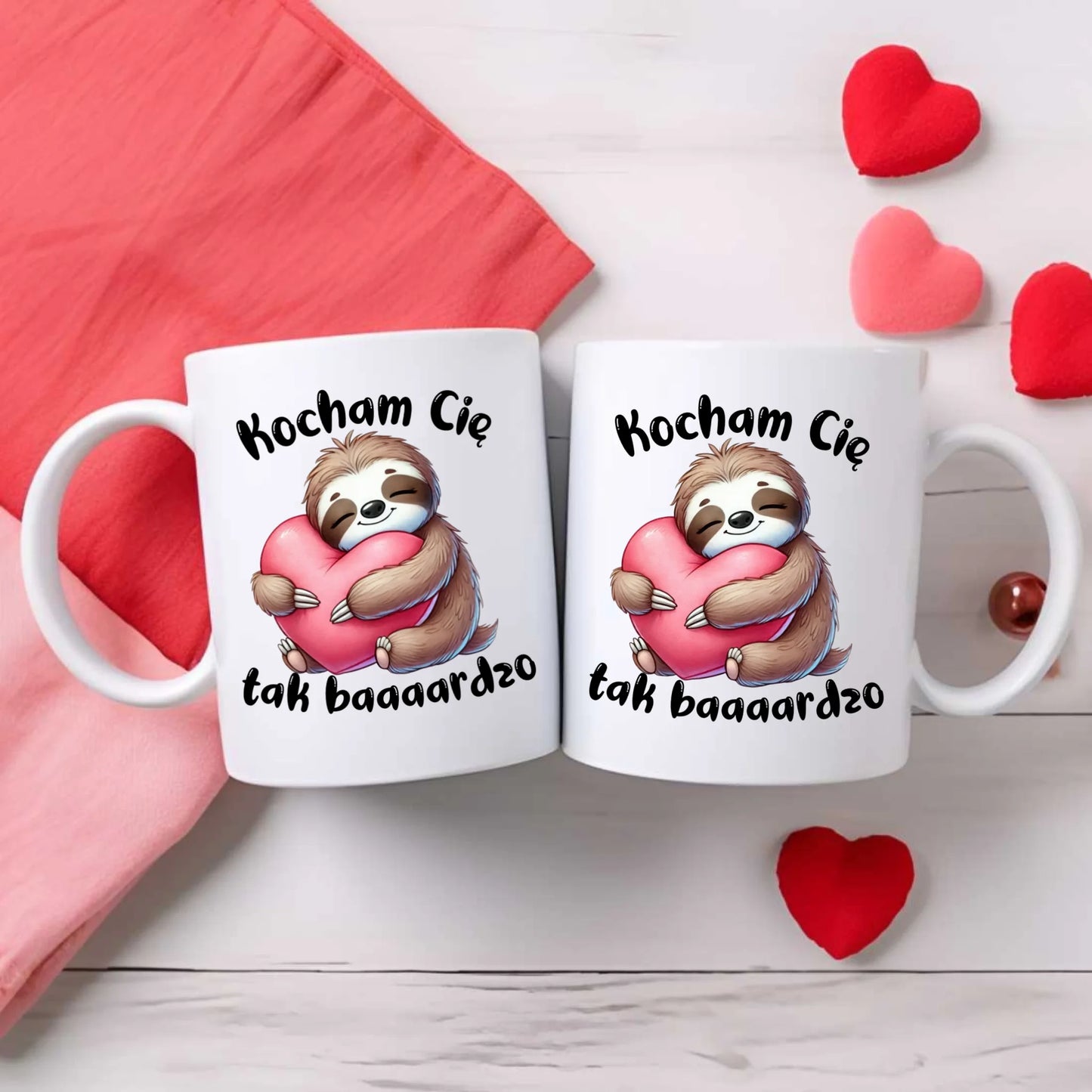 Kubek dla zakochanych - Leniwiec Kocham Cię tak baaaardzo W16 - StoryCups.pl
