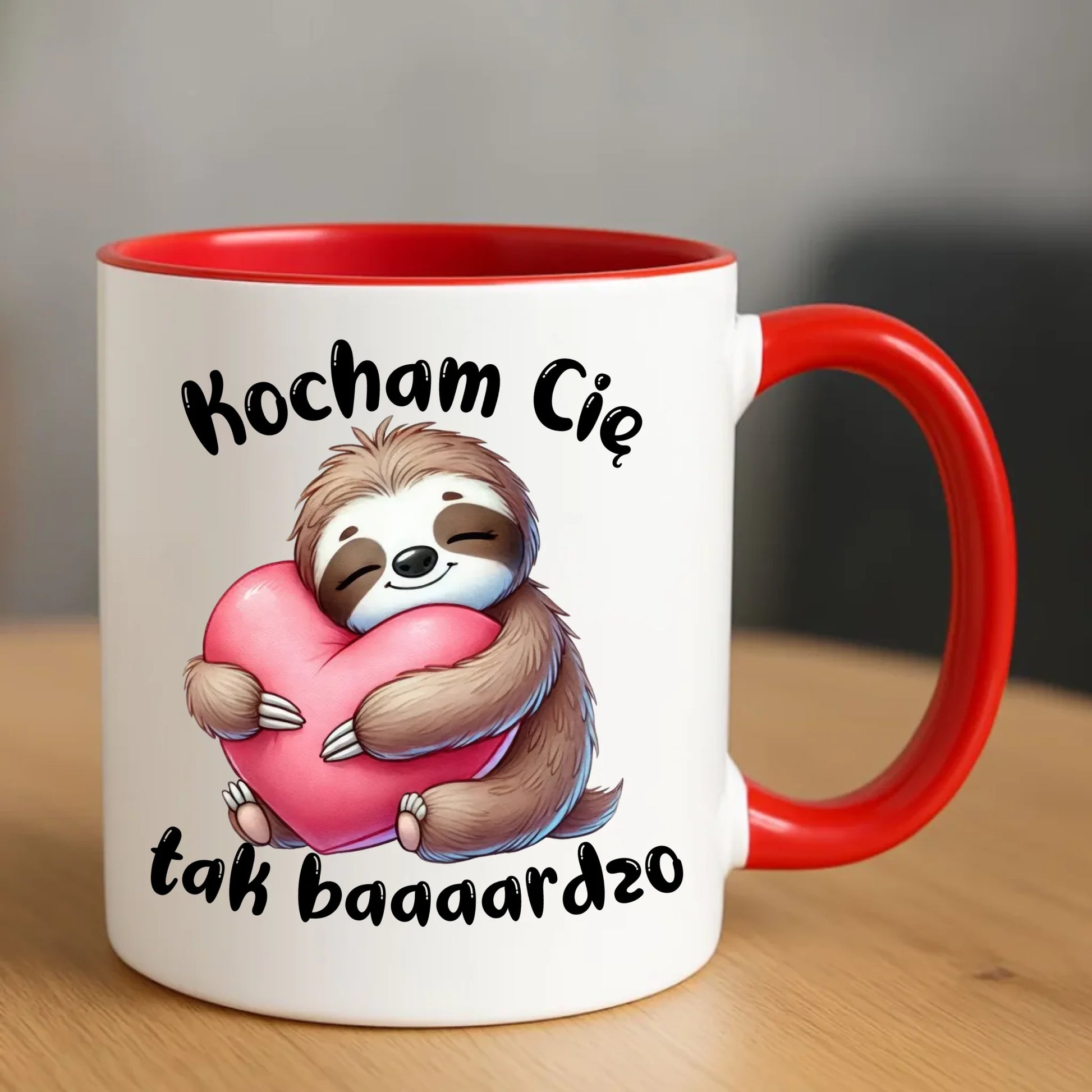 Kubek dla zakochanych - Leniwiec Kocham Cię tak baaaardzo W16 - StoryCups.pl