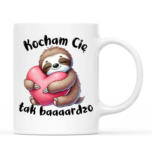 Kubek dla zakochanych - Leniwiec Kocham Cię tak baaaardzo W16 - StoryCups.pl