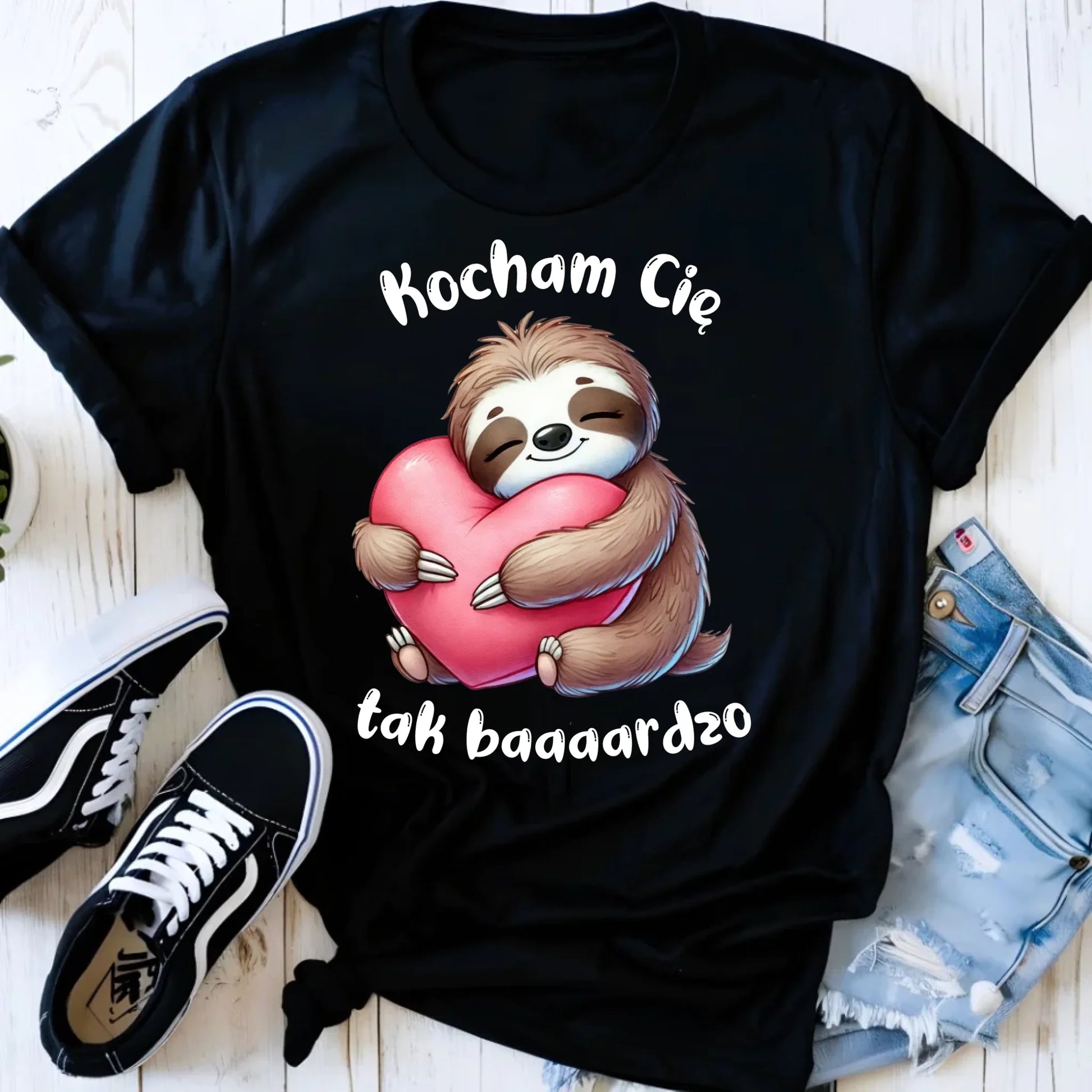 Koszulka damska - Leniwiec Kocham Cię tak baaaardzo W16 - StoryCups.pl