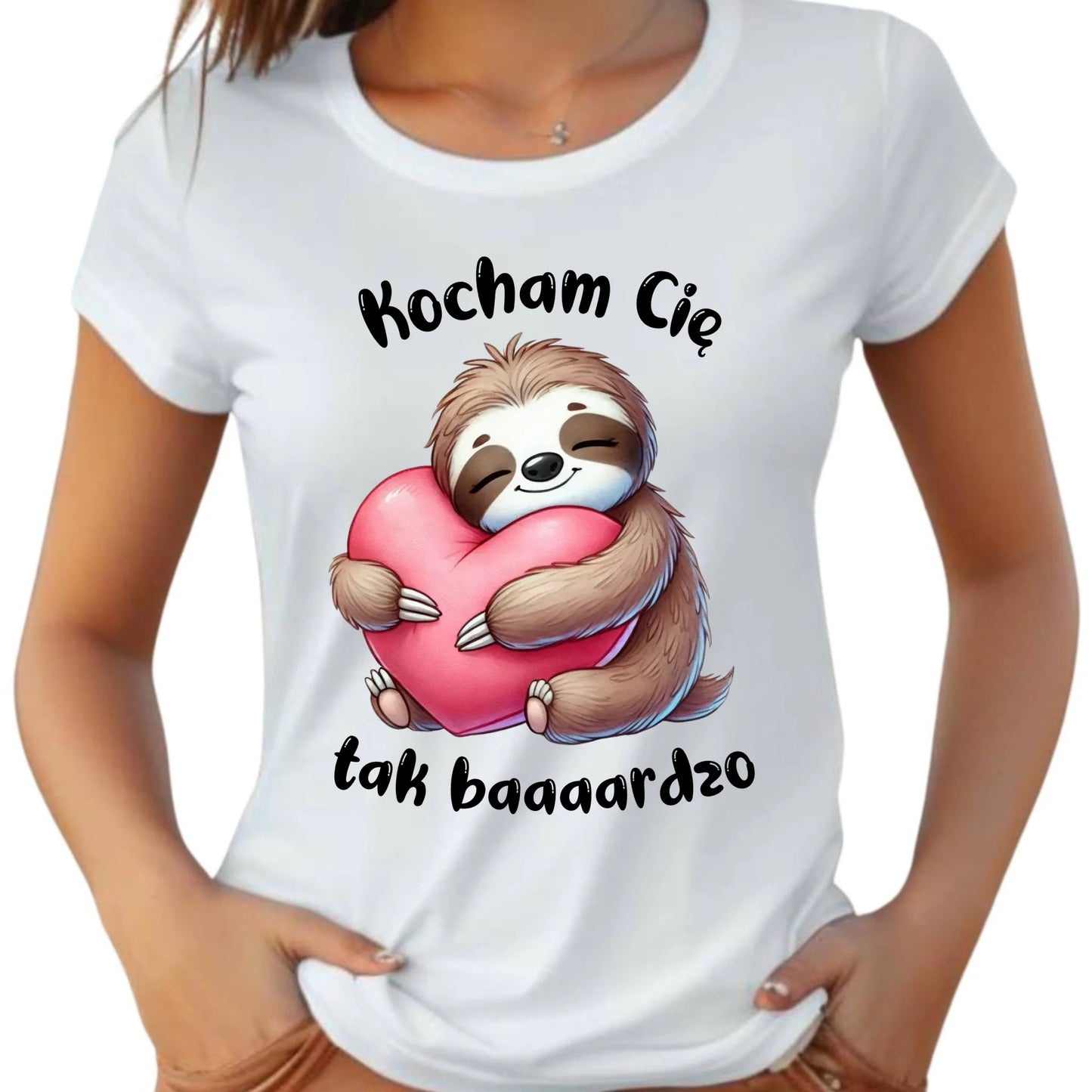 Koszulka damska - Leniwiec Kocham Cię tak baaaardzo W16 - StoryCups.pl