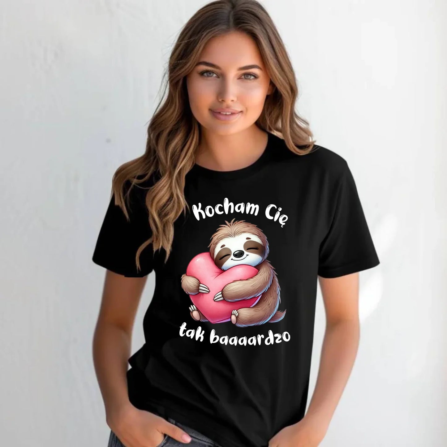 Koszulka damska - Leniwiec Kocham Cię tak baaaardzo W16 - StoryCups.pl