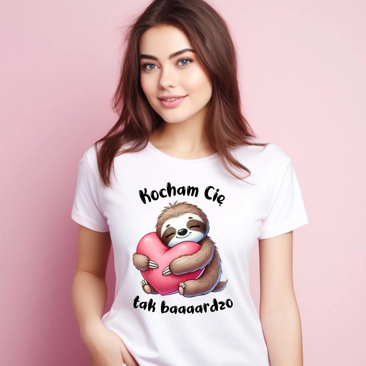 Koszulka damska - Leniwiec Kocham Cię tak baaaardzo W16 - StoryCups.pl