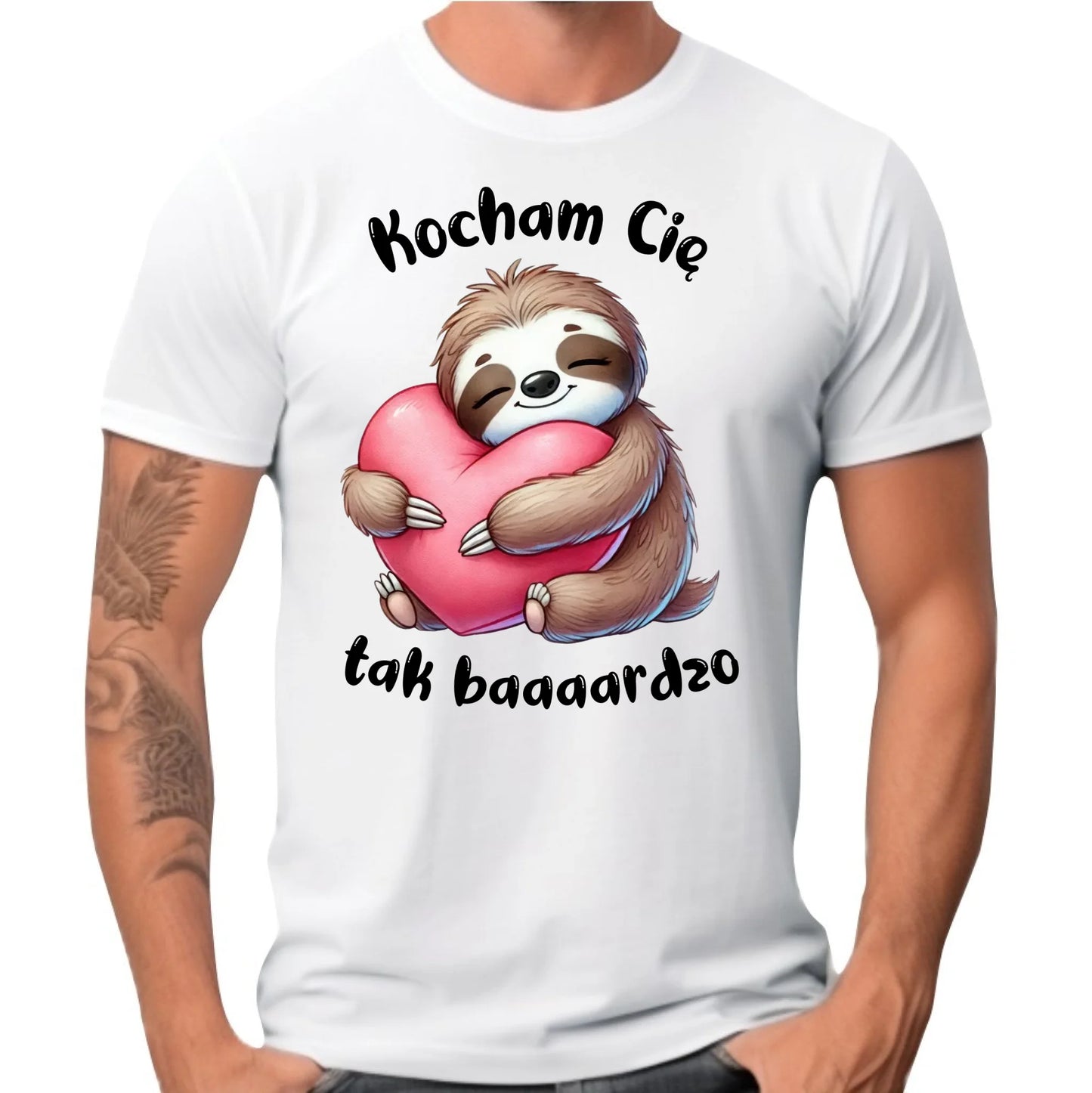 Koszulka męska - Leniwiec Kocham Cię tak baaaardzo W16 - StoryCups.pl