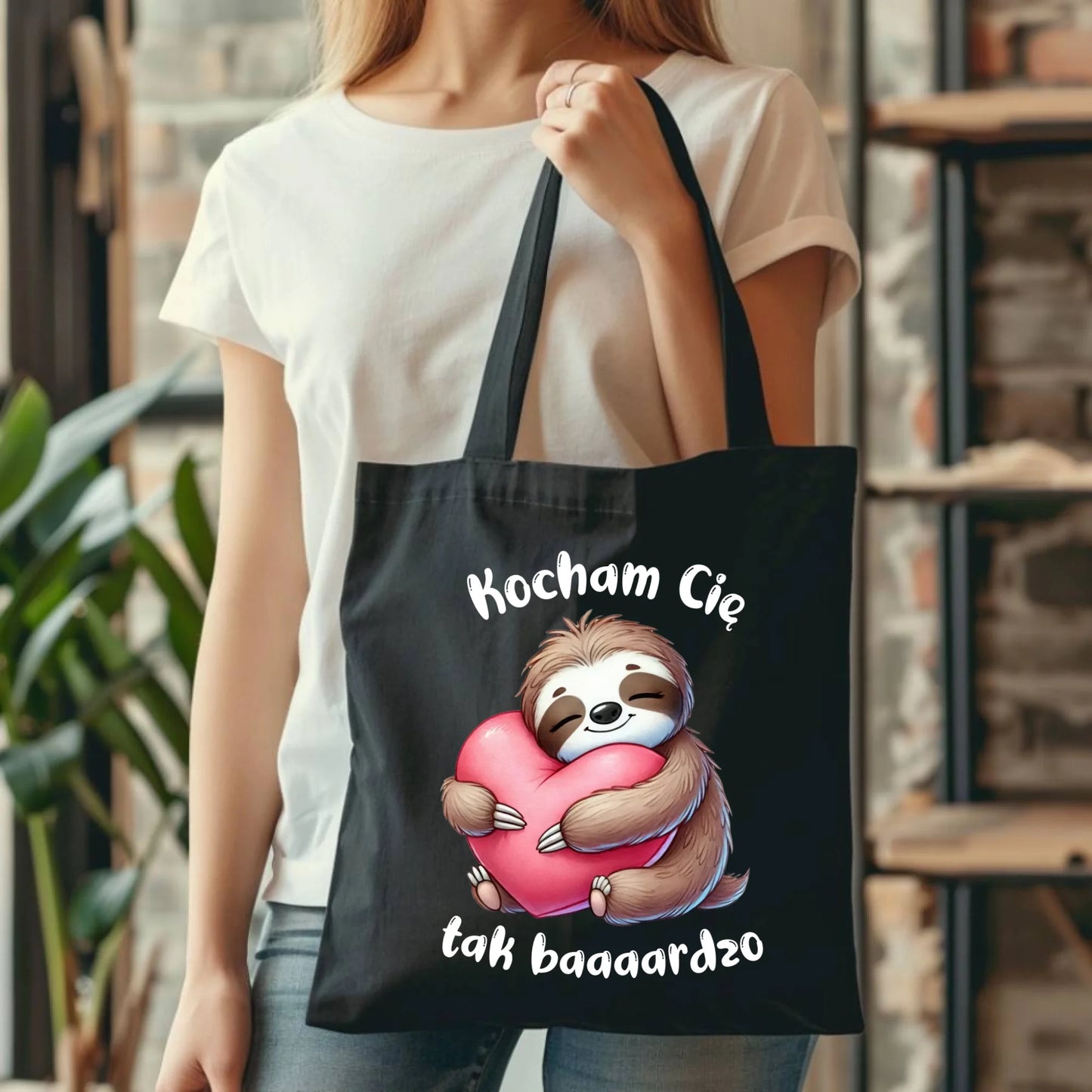 Torba - Leniwiec Kocham Cię tak baaaardzo W16 - StoryCups.pl