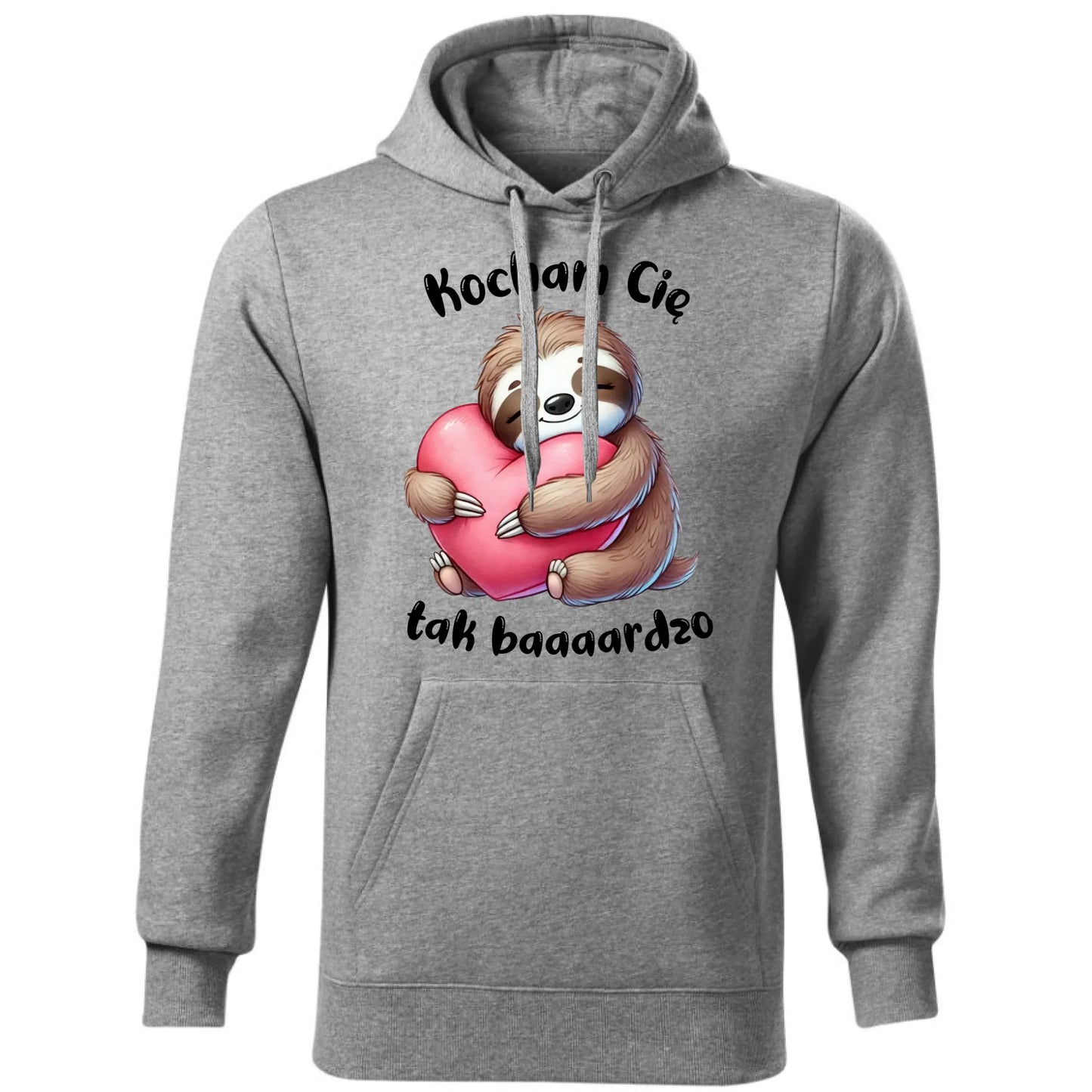 Bluza męska z kapturem - Leniwiec Kocham Cię tak baaaardzo W16 - StoryCups.pl