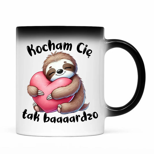 Kubek magiczny - Leniwiec Kocham Cię tak baaaardzo W16 - StoryCups.pl
