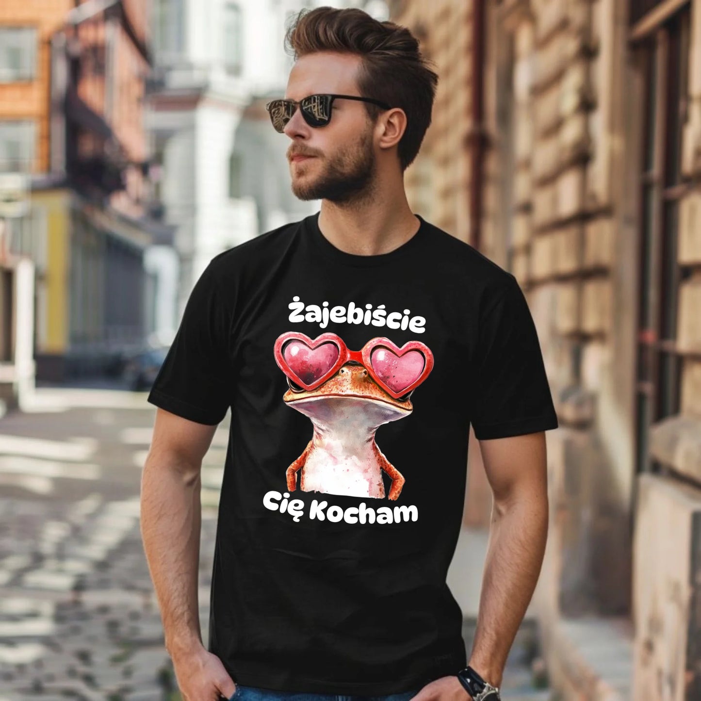 Koszulka męska z żabą - Żajebiście Cię Kocham W17 - StoryCups.pl