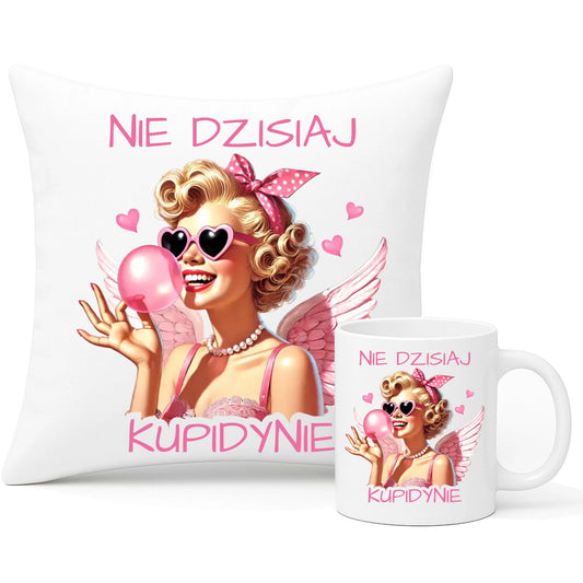 Zestaw poduszka i kubek na Walentynki dla singielki - Nie dzisiaj W18 - StoryCups.pl