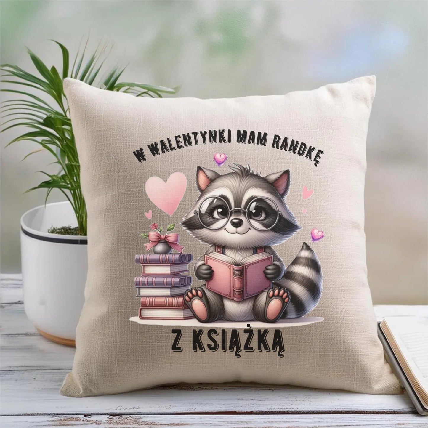 Poduszka na Walentynki dla mola książkowego – Mam randkę z książką W20