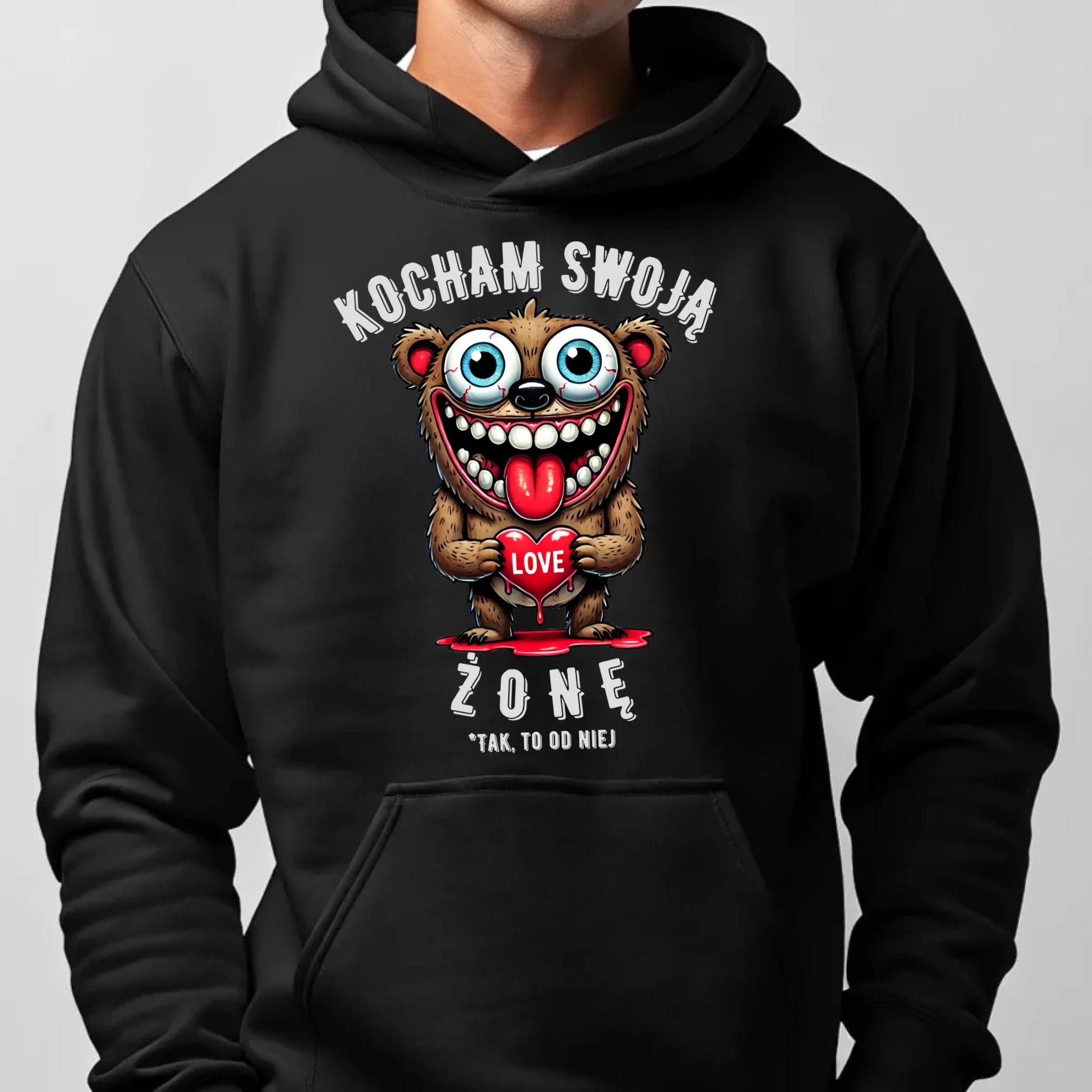Bluza męska z kapturem - prezent dla męża - Kocham swoją żonę W23 - StoryCups.pl
