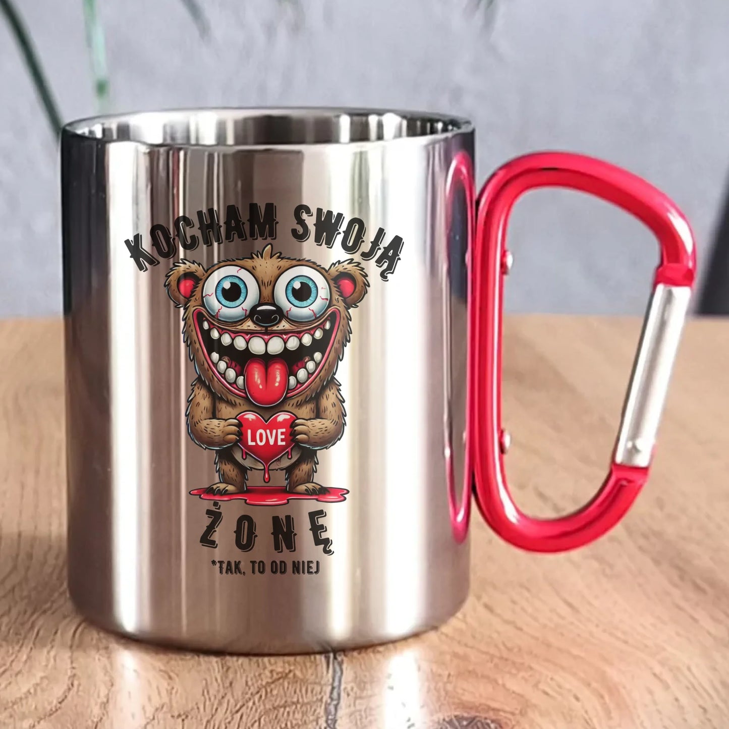 Kubek metalowy - prezent dla męża - Kocham swoją żonę W23 - StoryCups.pl