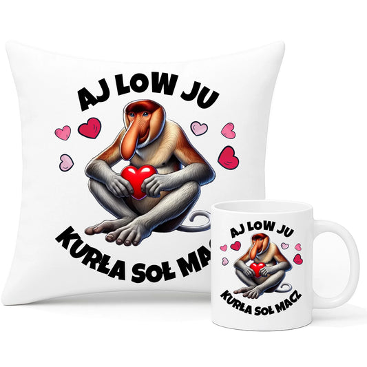 Zestaw poduszka i kubek - Janusz nosacz - Aj low ju kurła W26 - StoryCups.pl