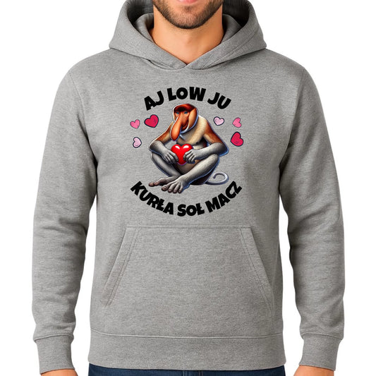 Bluza męska z kapturem - Janusz nosacz - Aj low ju kurła W26 - StoryCups.pl