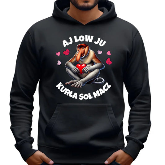 Bluza męska z kapturem - Janusz nosacz - Aj low ju kurła W26 - StoryCups.pl