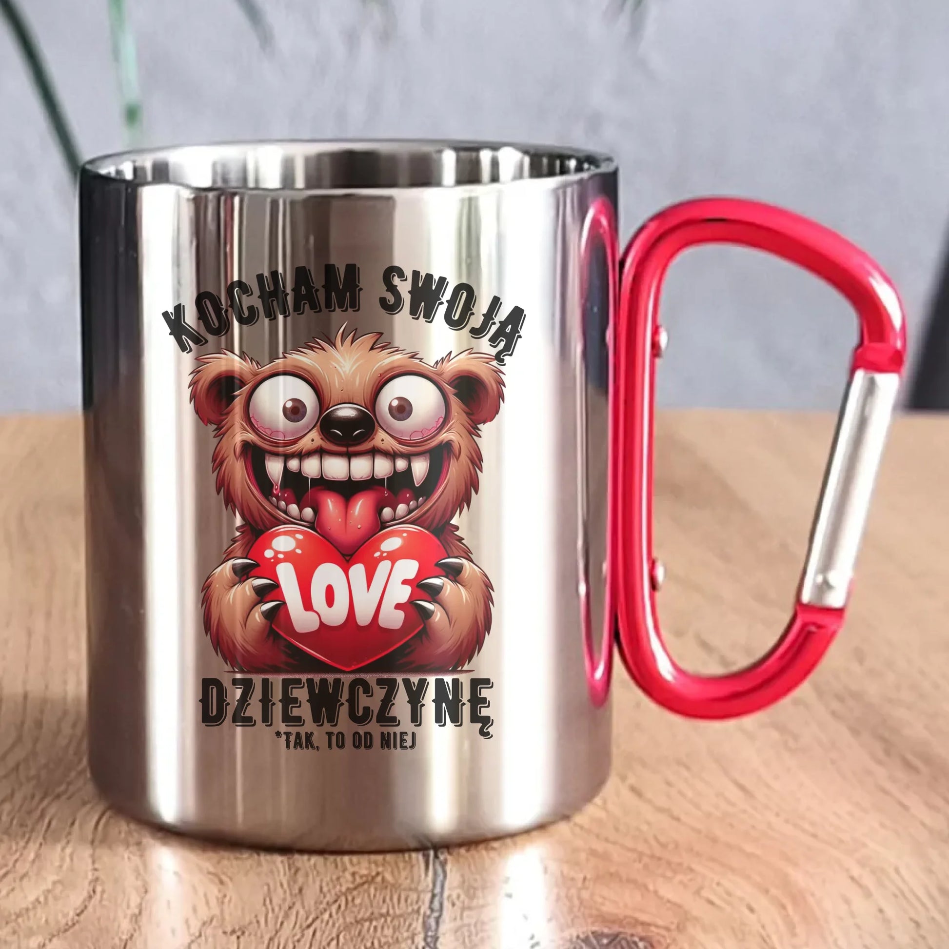 Kubek metalowy - prezent dla chłopaka - Kocham swoją dziewczynę W30 - StoryCups.pl