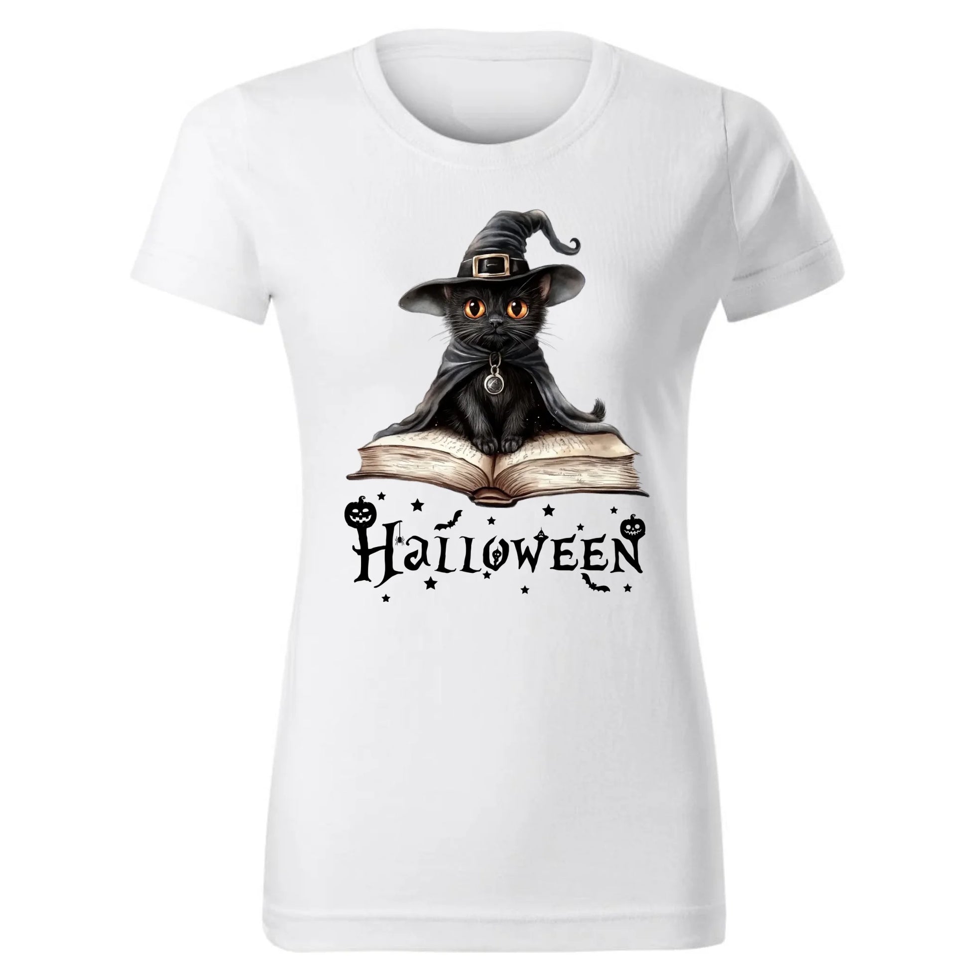 Koszulka damska na Halloween - Kot Czarodziej HL06 - StoryCups.pl