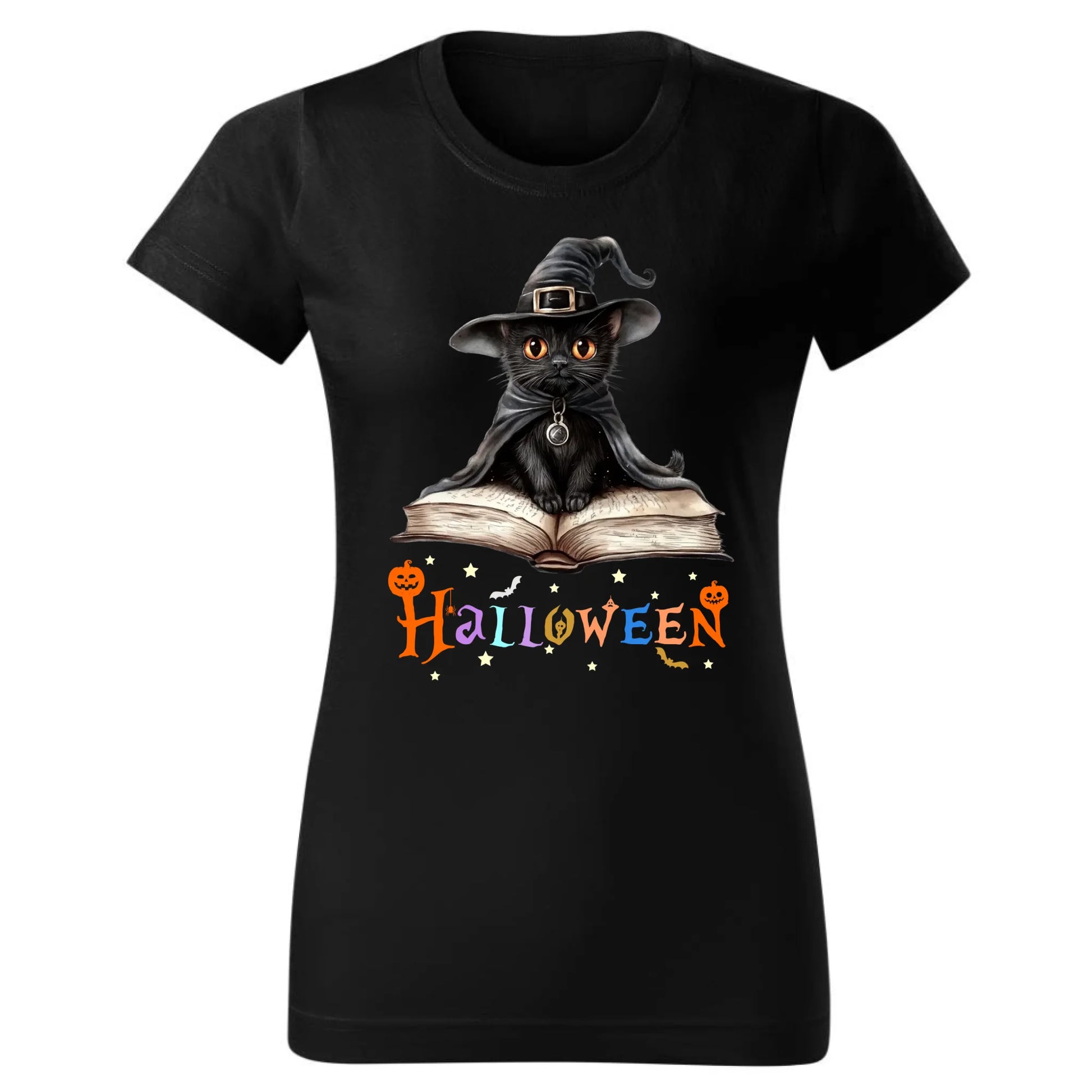 Koszulka damska na Halloween - Kot Czarodziej HL06 - StoryCups.pl