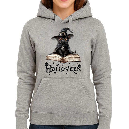 Bluza damska z kapturem na Halloween - Kot Czarodziej HL06 - StoryCups.pl