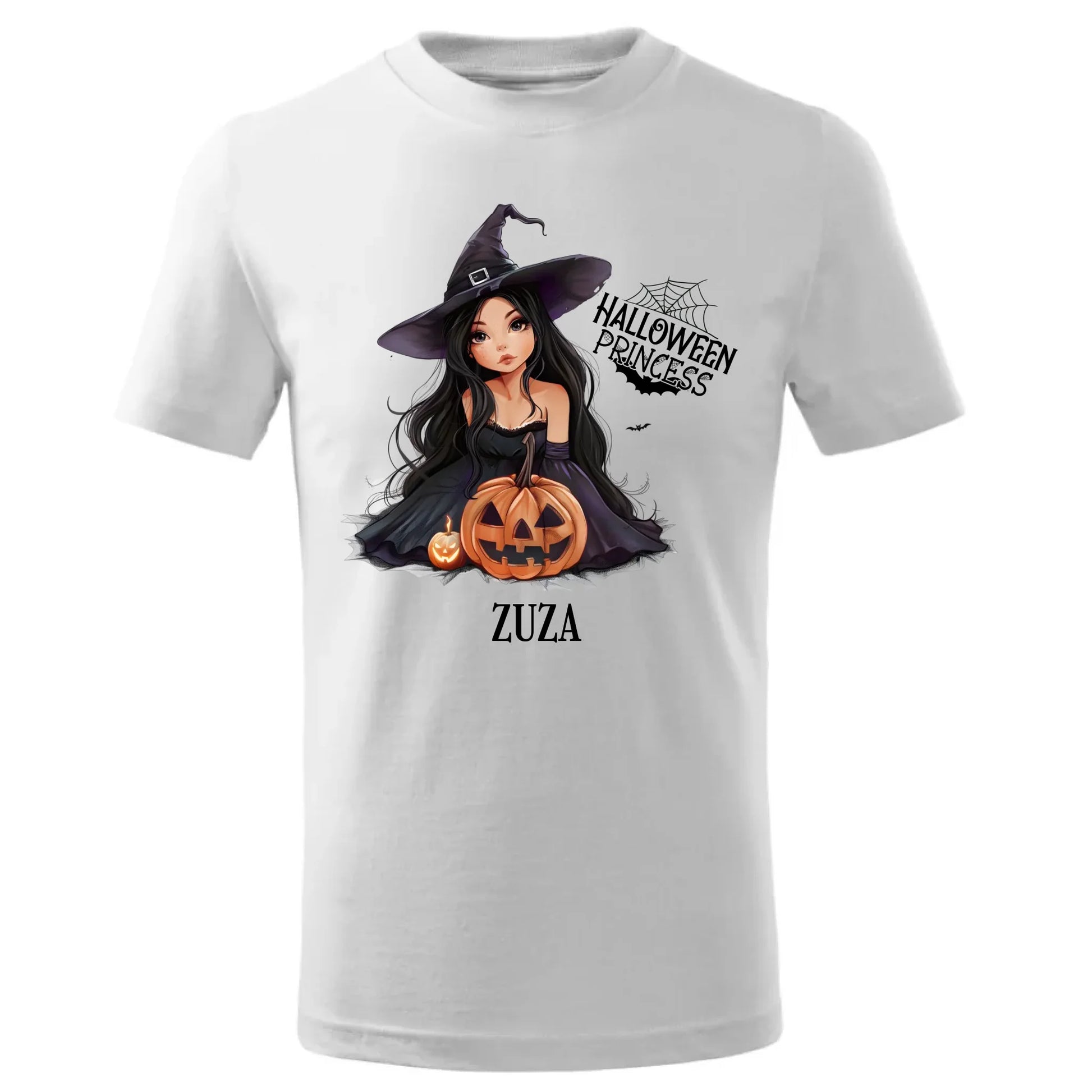 Koszulka dziecięca halloweenowa - Czarownica z dynią - personalizowana HL10 - StoryCups.pl