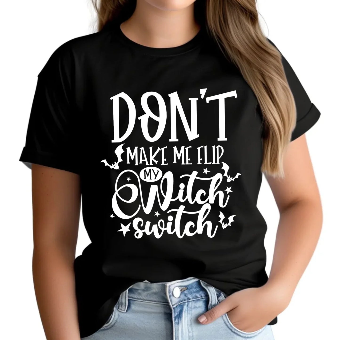 Koszulka damska na Halloween - Don't make me flip my witch switch - śmieszna HL11 - StoryCups.pl
