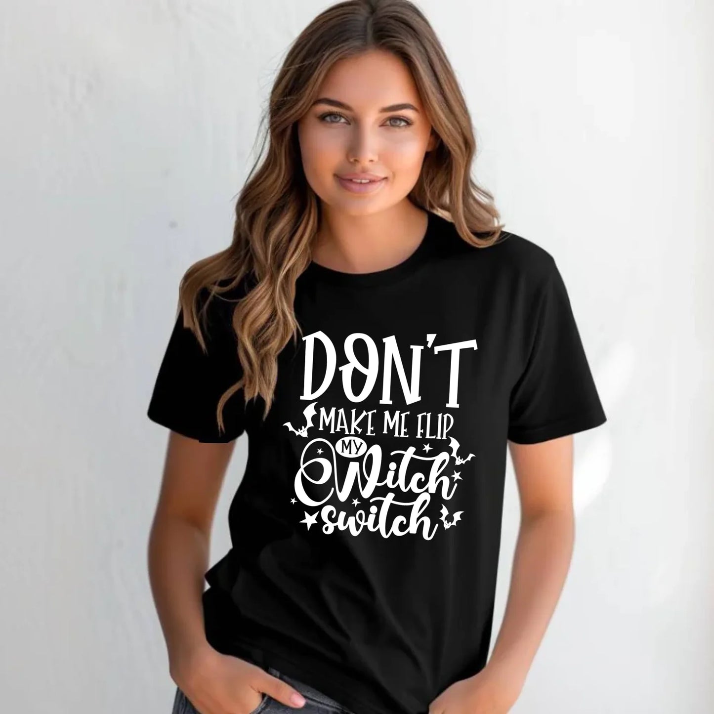 Koszulka damska na Halloween - Don't make me flip my witch switch - śmieszna HL11 - StoryCups.pl