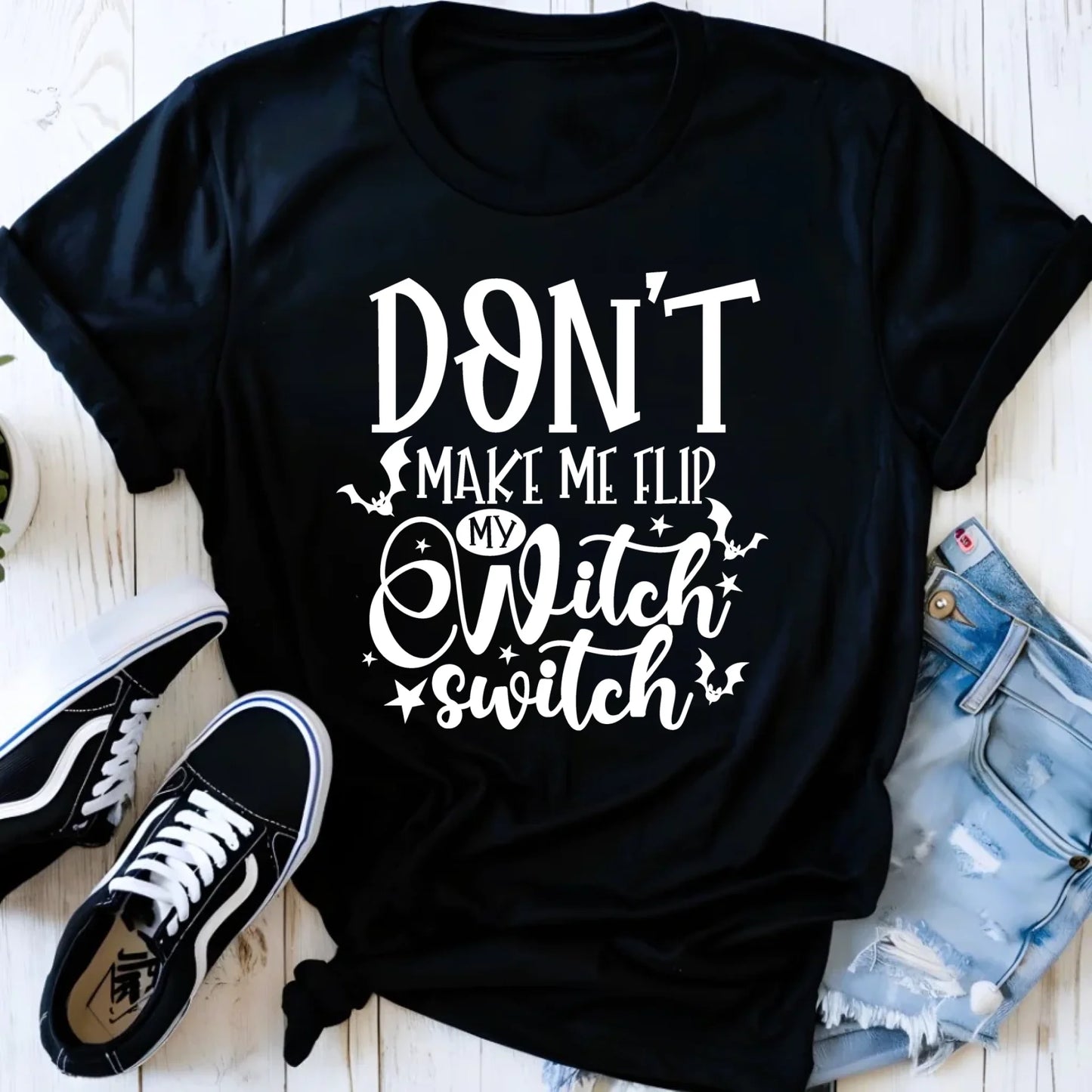Koszulka damska na Halloween - Don't make me flip my witch switch - śmieszna HL11 - StoryCups.pl