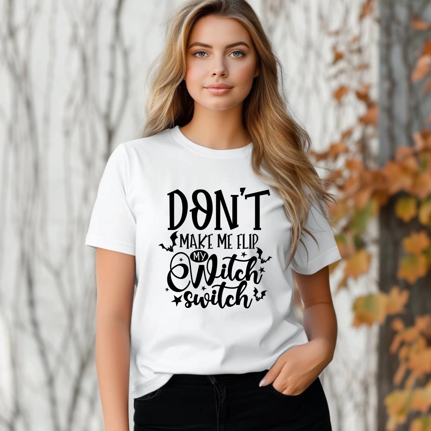 Koszulka damska na Halloween - Don't make me flip my witch switch - śmieszna HL11