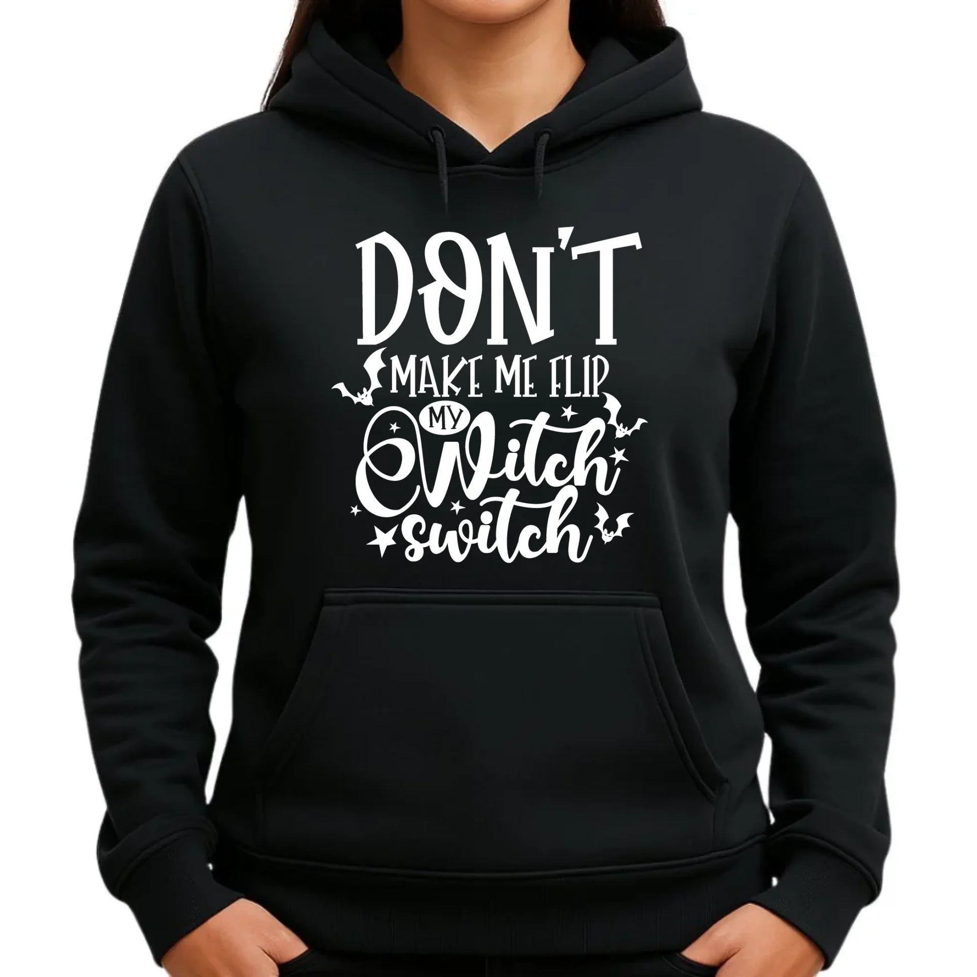 Bluza damska z kapturem na Halloween - Don't make me flip my witch switch - śmieszna HL11 - StoryCups.pl