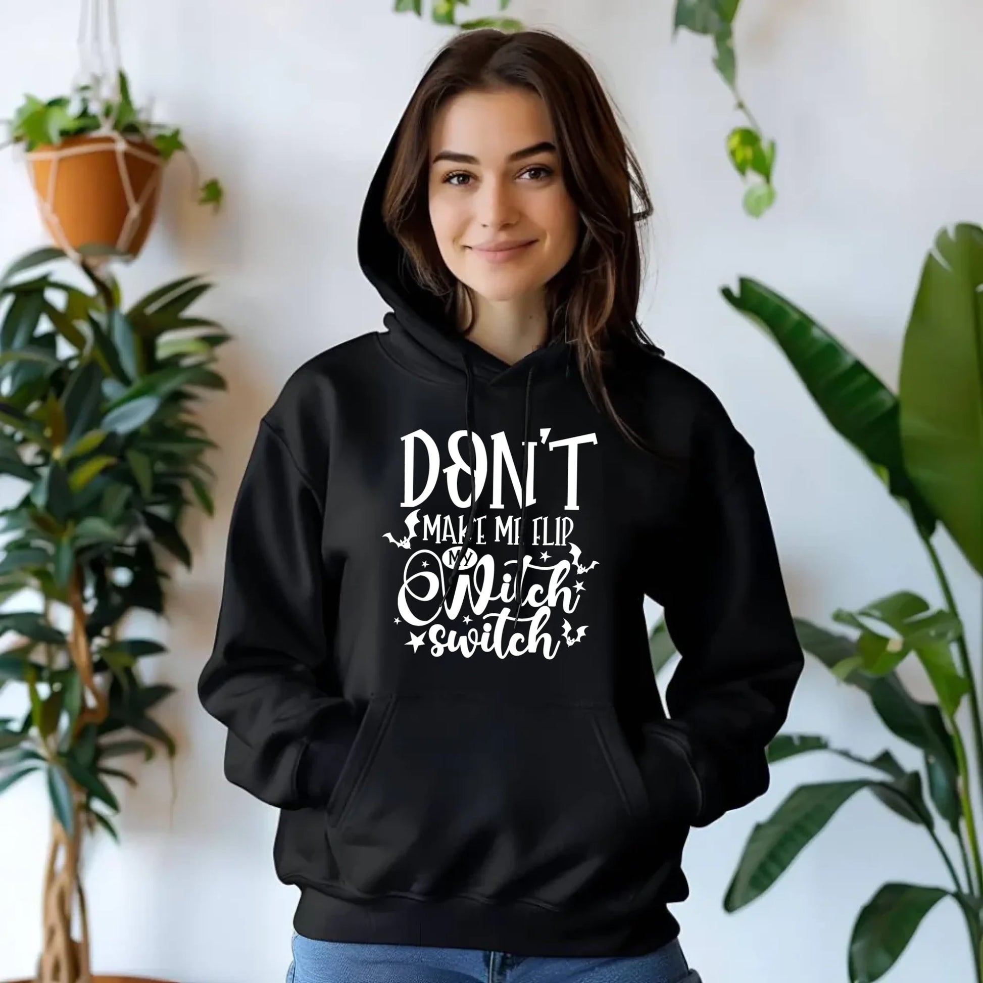 Bluza damska z kapturem na Halloween - Don't make me flip my witch switch - śmieszna HL11 - StoryCups.pl