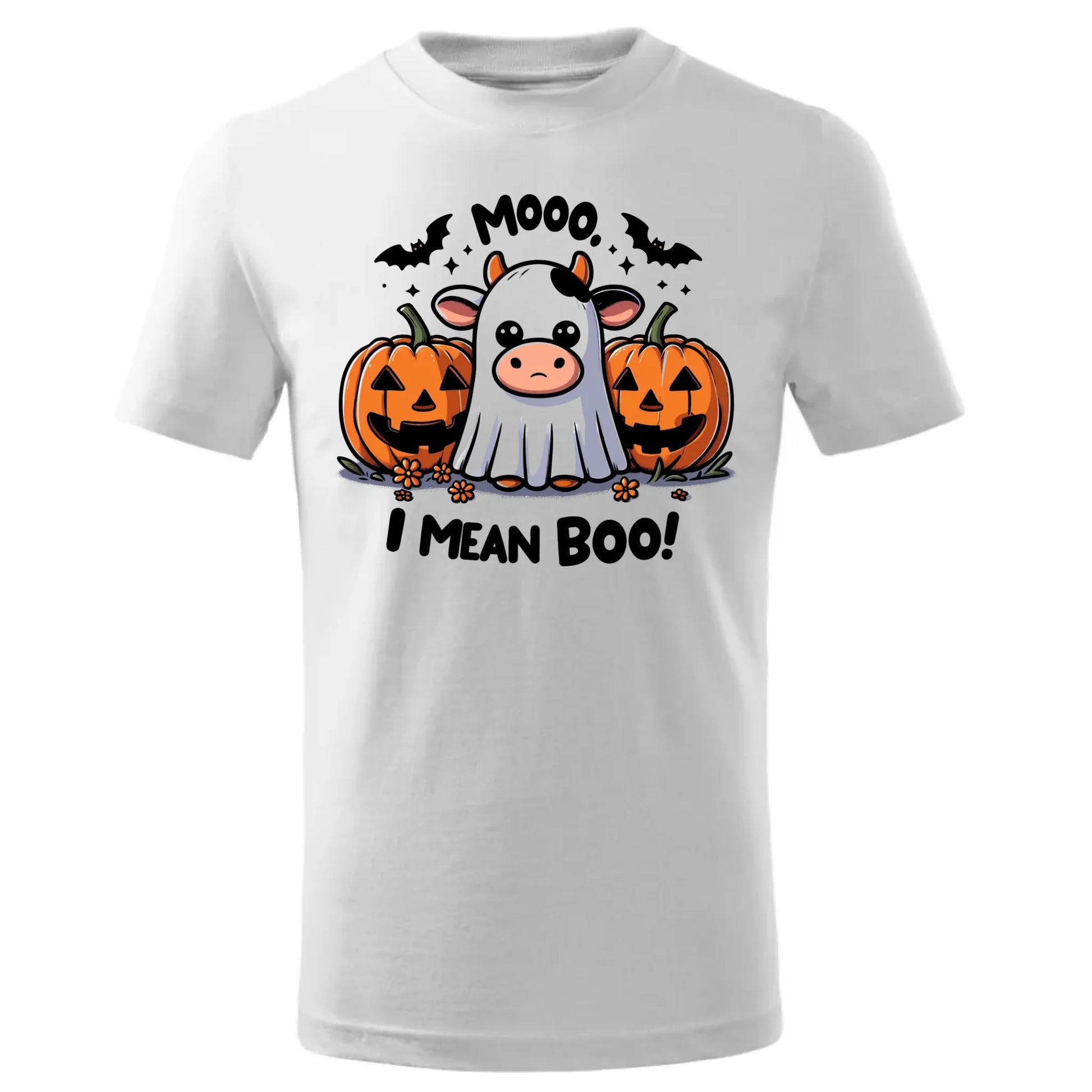 Koszulka dziecięca na Halloween - Mooo I mean Boo! - z dynią i duchem HL14 - StoryCups.pl