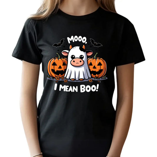 Koszulka dziecięca na Halloween - Mooo I mean Boo! - z dynią i duchem HL14 - StoryCups.pl