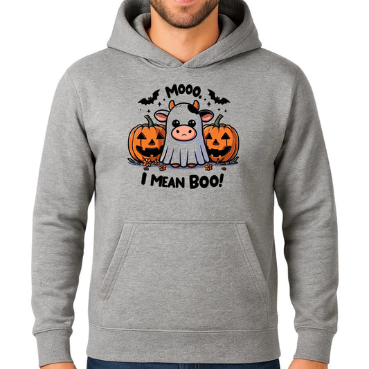 Bluza męska z kapturem na Halloween - Mooo I mean Boo! - z dynią i duchem HL14 - StoryCups.pl