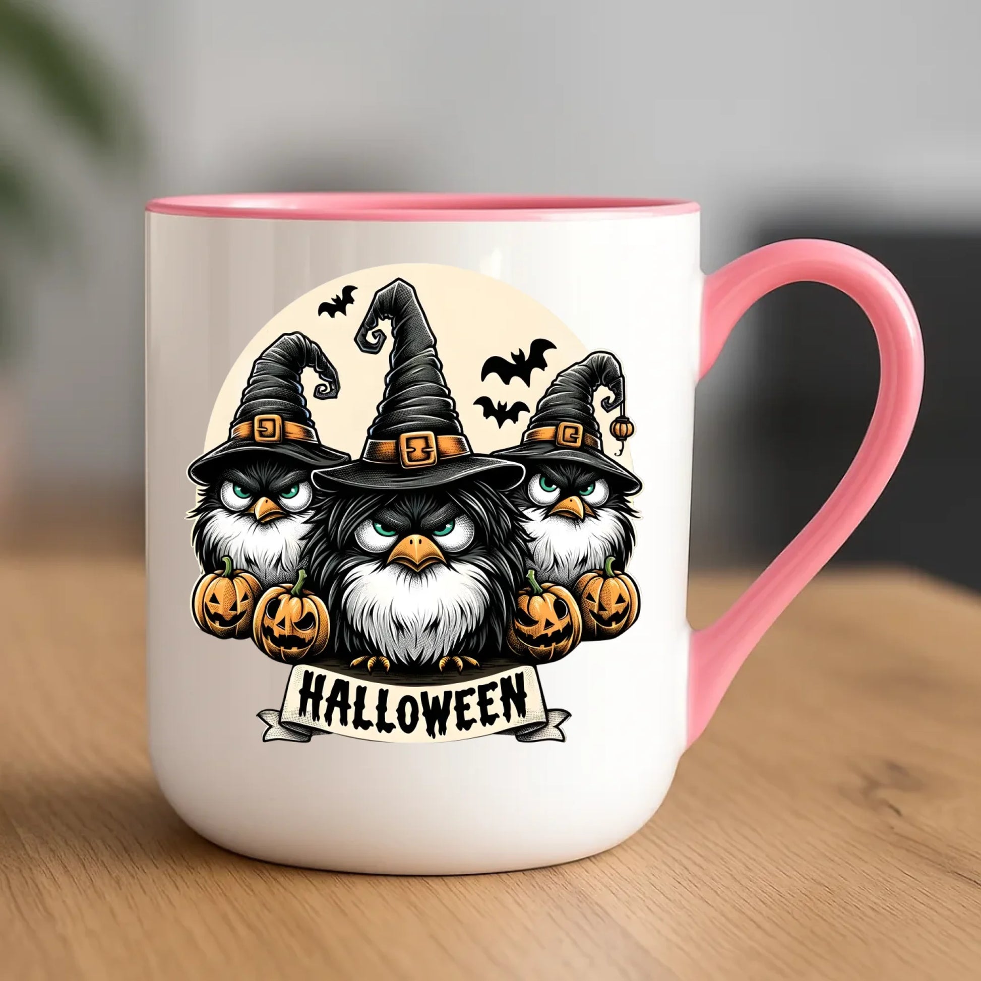 Kubek elegant na Halloween - Upiorne sowy wiedźmy HL15 - StoryCups.pl
