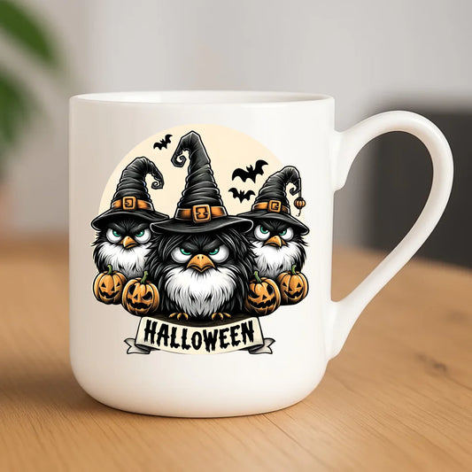 Kubek elegant na Halloween - Upiorne sowy wiedźmy HL15 - StoryCups.pl