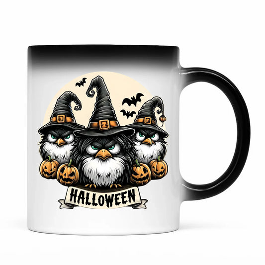 Kubek magiczny na Halloween - Upiorne sowy wiedźmy HL15 - StoryCups.pl