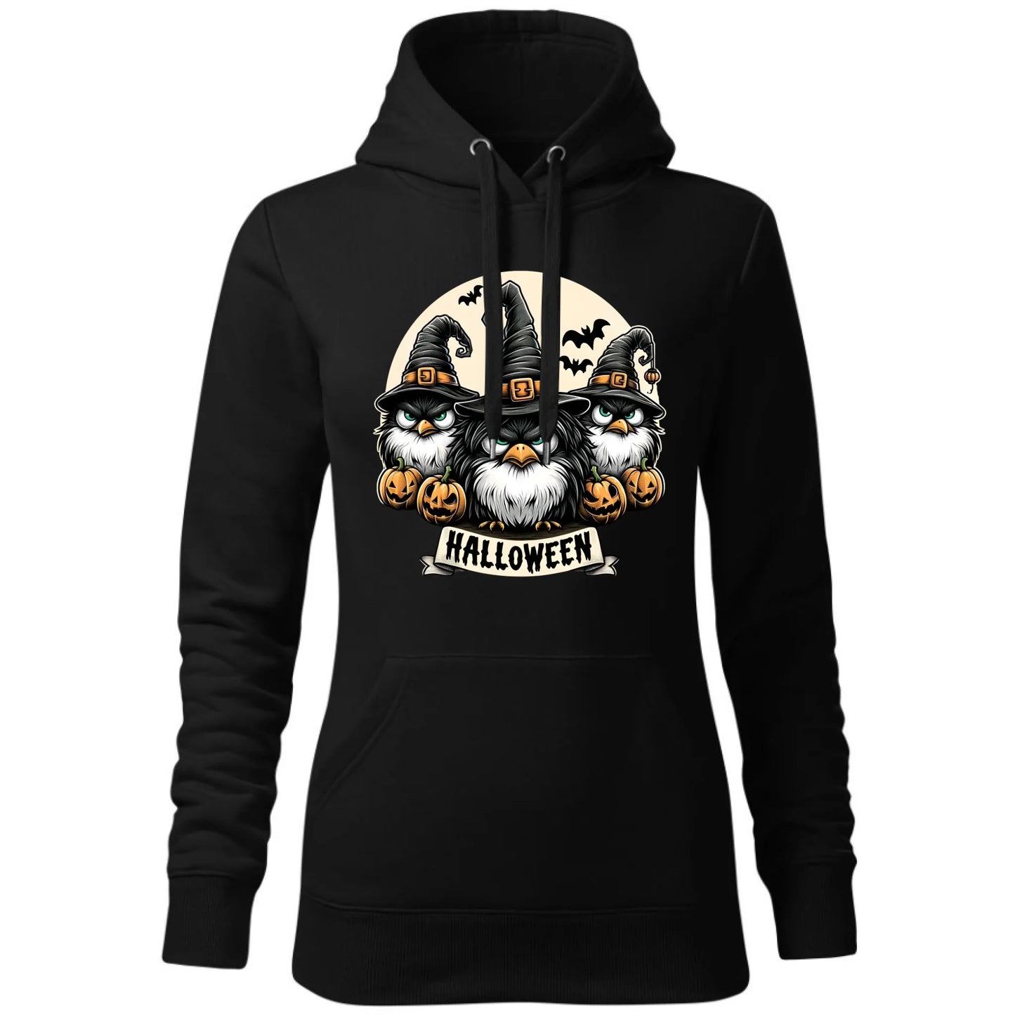 Bluza damska z kapturem na Halloween - Upiorne sowy wiedźmy HL15 - StoryCups.pl